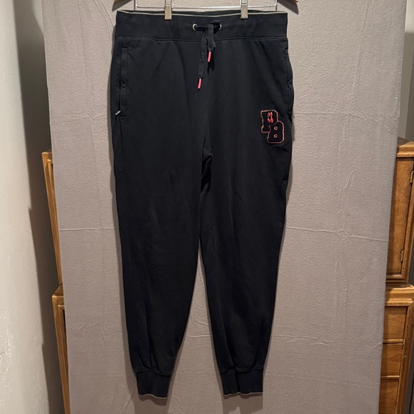 Psycho Bunny Black Joggers with Pink Chenille Accents